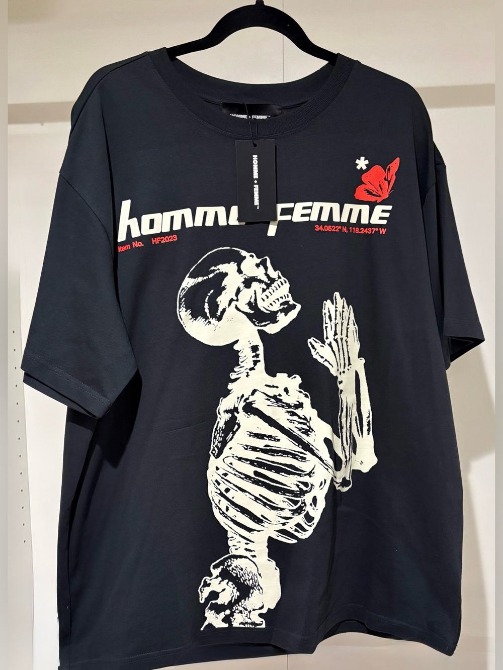 Homme Femme Skeleton Graphic T-Shirt XXL Black NWT Streetwear Designer Tee